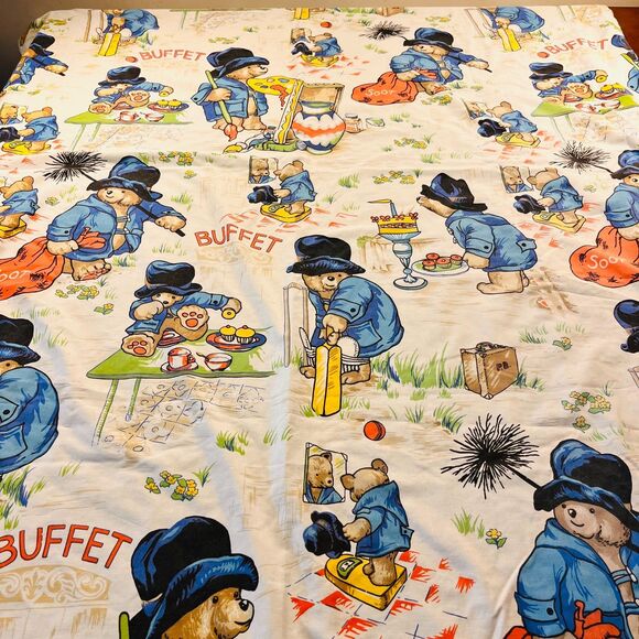 Vtg Paddington Bear Kids Toddler Duvet Cover 51"x75" Lightweight Snap Closure - Picture 1 of 9